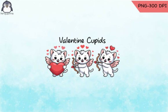 Charming Cat Cupids Valentine s Day PNG for Graphics and Crafts