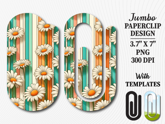 Daisy Floral Stripe Jumbo Paperclip PNG Graphics and Crafts Review