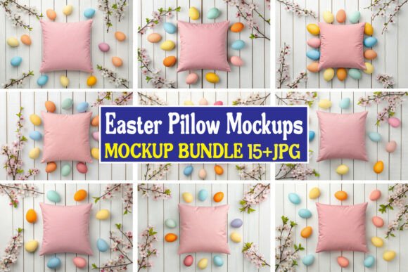Easter Pillow Mockups Bundle 12 for Graphics & Product Mockups