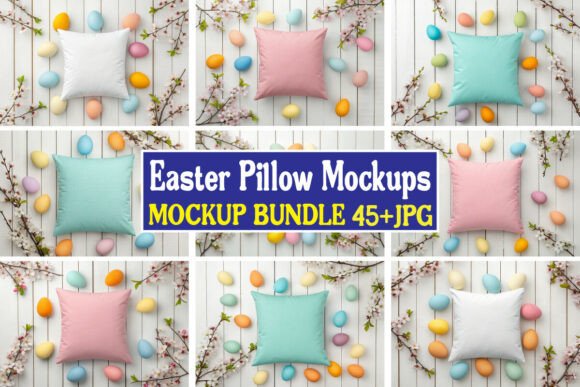 Easter Pillow Mockups Bundle 15 for Graphics and Product Mockups