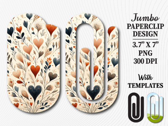 Floral Heart Pattern Jumbo Paperclip PNG Graphics and Crafts