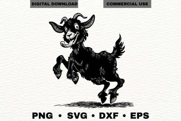 Funny Goat Illustration SVG Cut File Review