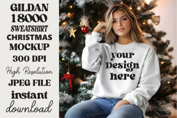 Gildan 18000 Christmas Mockup Ash 12: Essential Graphics for Product Mockups