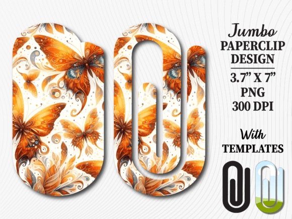 Gold Butterfly Floral Jumbo Paperclip Graphics for Crafts