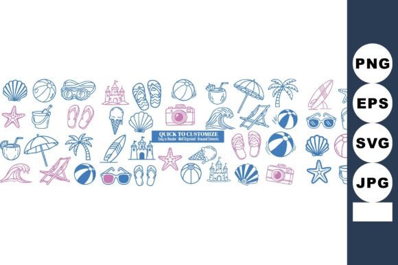 Hand Drawn Beach Doodles: Vibrant Graphics and Illustrations for Summer Brands