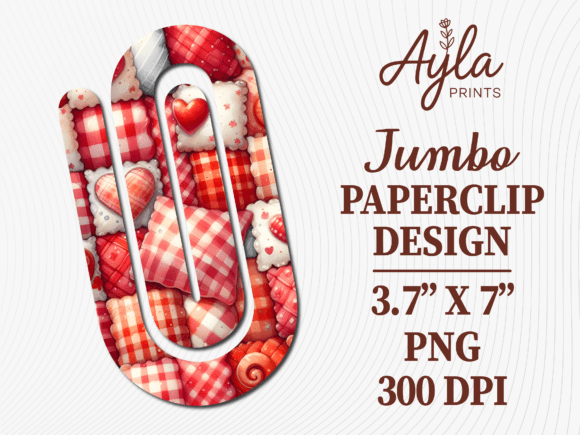 Hearts Red Check Jumbo Paperclip Design Graphics and Crafts Review