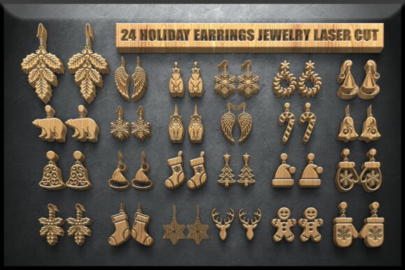 Holiday Earring Jewelry Bundle: Graphics for Crafts