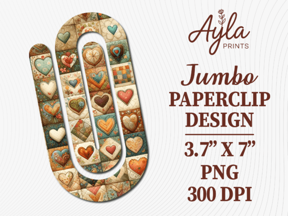 Love Retro Quilt Pattern Jumbo Paperclip Graphics and Crafts