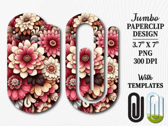 Moody Floral Blooms Jumbo Paperclip PNG: Graphics for Crafts
