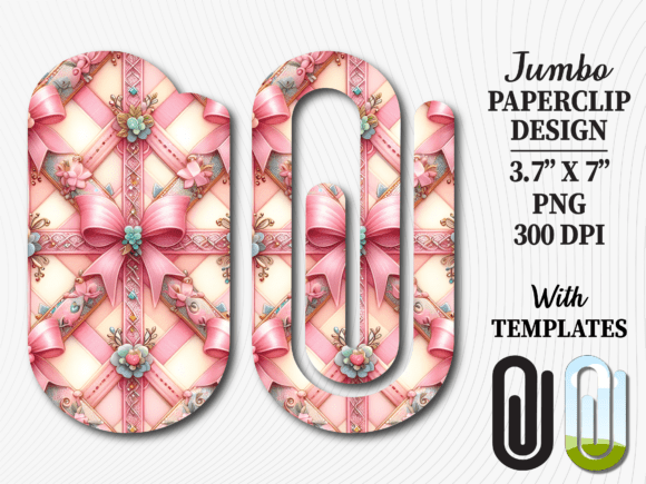 Pink Bows Ribbon Jumbo Paperclip Design Graphics and Crafts Review