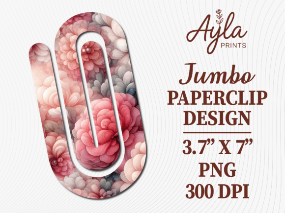 Pink Rose Bouquet Jumbo Paperclip Design for Graphics and Crafts