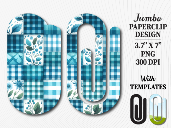 Plaid Patchwork Gingham Jumbo Paperclip Graphics and Crafts