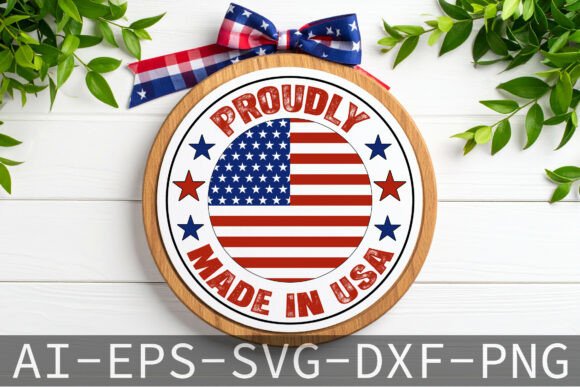 Proudly Made in USA SVG Round Door Sign Graphics & Crafts