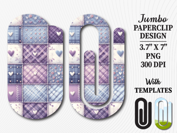 Purple Heart Quilt Jumbo Paperclip Graphics for Crafts