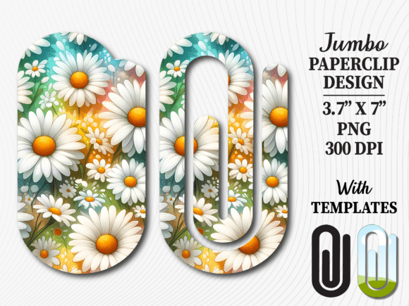 Spring Daisy Floral Jumbo Paperclip PNG Graphics and Crafts