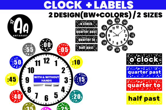 Telling Time Clock Labels for Kids: Graphics for 1St Grade