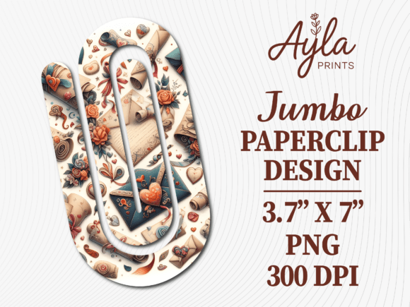 Vintage Love Mail Jumbo Paperclip PNG for Crafts & Graphics