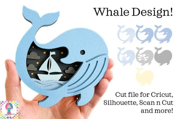 Whale Layered Paper Design: A Graphic Design Asset for Crafts