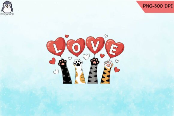 Whimsical Love Hearts and Paws Graphics for Crafts