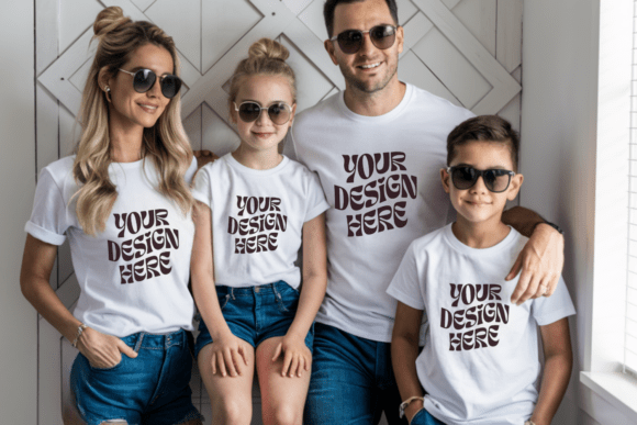 White Family Model Mockup for Graphics & Product Mockups