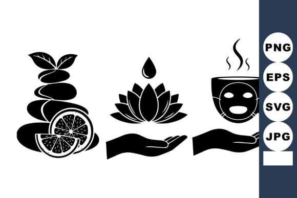 Zen Spa Icon Vector Set for Graphics and Crafts